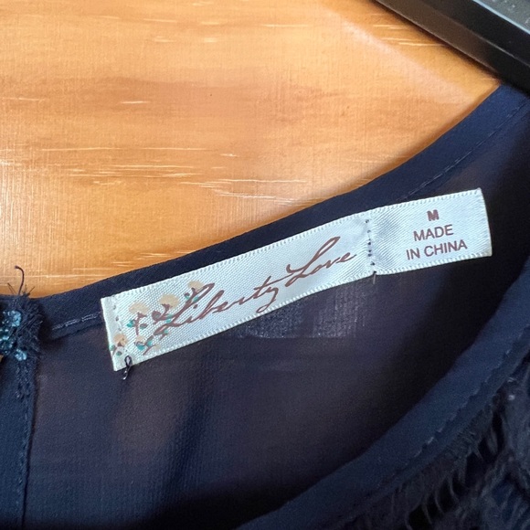 Liberty Love Navy Blue High-Low Sheer Dress Size Medium - Picture 7 of 9